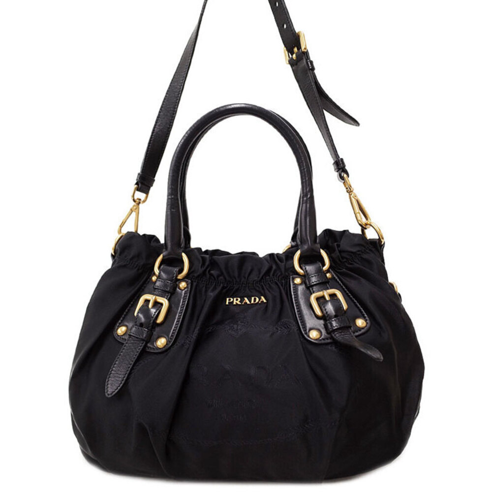 Prada Tessuto Nylon Jacquard Logo Tote Nero Black